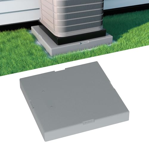 Image of Mini Split Pad for Condenser: Ground Base for Air Conditioner Outdoor Condenser Units, Plastic Equipment Pad for Ductless Minisplit Heat Pump Systems HAVC, Gray, 24'' x 24'' x 3''