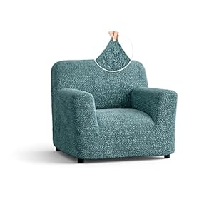 PAULATO BY GA.I.CO. Chair Cover – Armchair Cover – Armchair Slipcover – Soft Polyester Fabric Slipcover – 1-Piece Form Fit Stretch Stylish Furniture Protector – Microfibra Collection – Teal (Chair)
