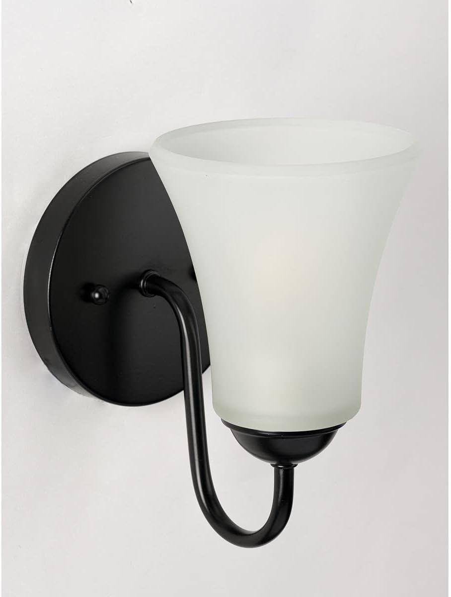 Progress Lighting Classic Collection 1-Light Etched Glass Traditional Bath Vanity Light Matte Black
