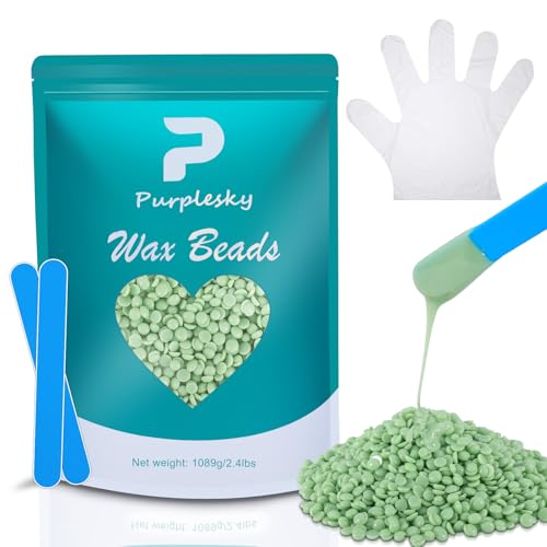 Wax Beads, 2.4 Lbs Coarse Hard Wax Beads for hair removal, Bikini Waxing Beads for Sensitive Skin, Brazilian, Leg, Face, Armpit, Home Waxing Bulk with Silicone Waxing Stick (TEA TREE)