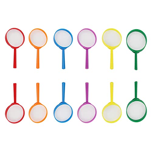 12 Stück Handlupe aus Kunststoff, Farbige Lupen Set für Kinder,Kids Magnifying Glasses,Kinder Lupen Spielzeug für Bücherlesen, Erziehungswissenschaft, Insekten- und Hobbybeobachtung Cover