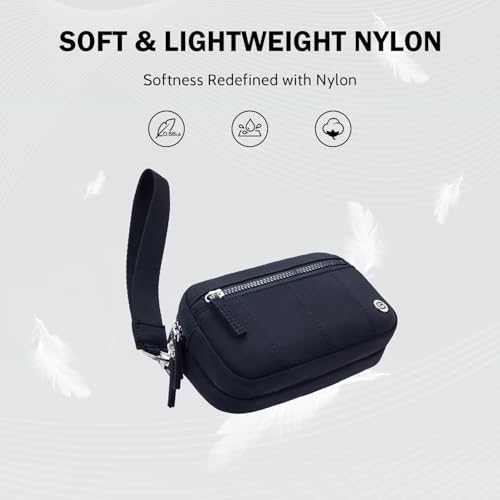 poiugoya small nylon crossbody bags for womenrfid wristlet purse built in wallet 4 zipper crossbody wallet phone organizer