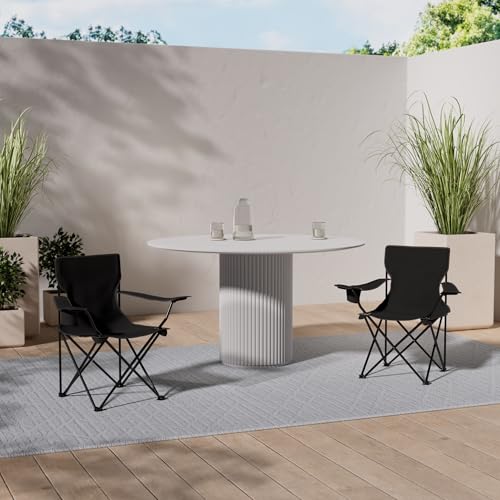 BigDean 2X Faltstuhl Campingstuhl Anglerstuhl mit Getränkehalter & Tragetasche - Anglersessel klappbar - Klappstuhl Gartenstuhl Faltstuhl Relaxsessel Angelsessel faltbar – Bild 3