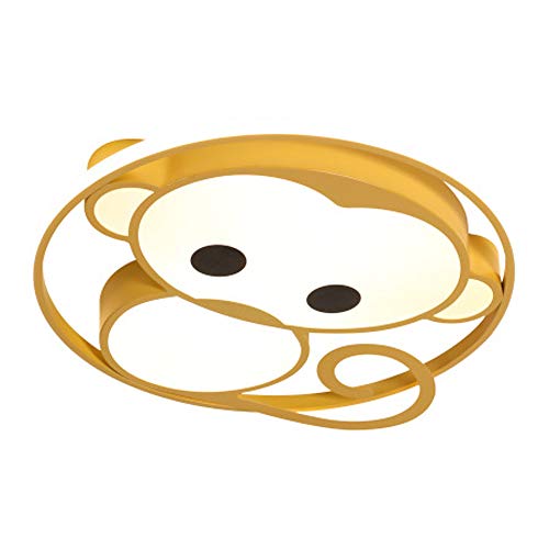 Preisvergleich Produktbild LED kleiner Affe Deckenleuchte Kind Schlafzimmer Deckenlampe modern Kinderzimmer Dimmbar mit Fernbedienung Stilvoll Einfache Stil Wohnzimmer Esszimmer Küche Arbeitszimmer Gelb Metall Deco-Lampe,Ø40cm