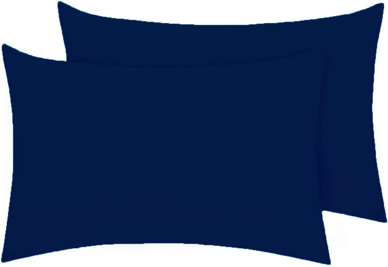 Comfy Nights Pack Of 4 PollyCotton Plain Dyed Easy Iron HouseWife Pillow Cases (Navy)