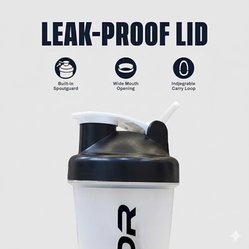 Image of Mayor 700ml Gym Protein Shaker Bottle with Mixing Ball | BPA Free & Leak Proof (White)