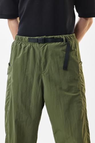 Image of SNITCH Men Cargo Pants | Relaxed Fit with Elastic Waistband & Adjustable Belt | 100% Nylon Material & Multiple Utility Pockets for Casual & Street Wear