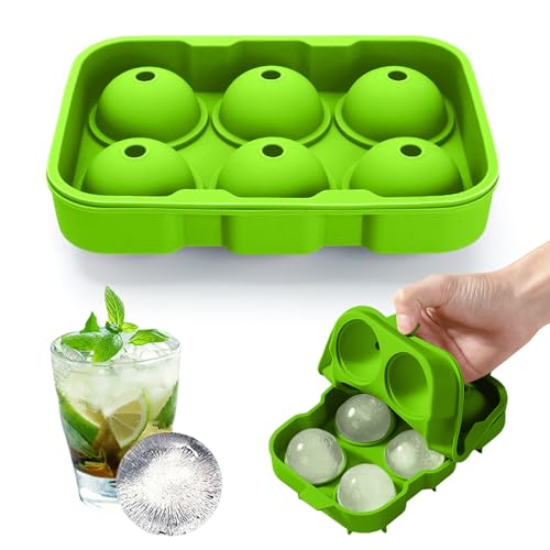 Molde para cubitos de hielo de silicona con tapa, 6 bolas grandes miniatura 5