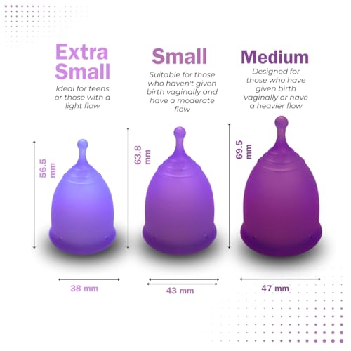 Indulge-Menstrual-Cup-with-Reusable-Cup-Applicator-Period-Cup-with-Sterilising-Cup-Reusable-Pads-with-100-Silicone-Cup-for-Women-Heavy-Flow-Lube-12-Hours-Wear--Medium-Pack-of-1-Purple