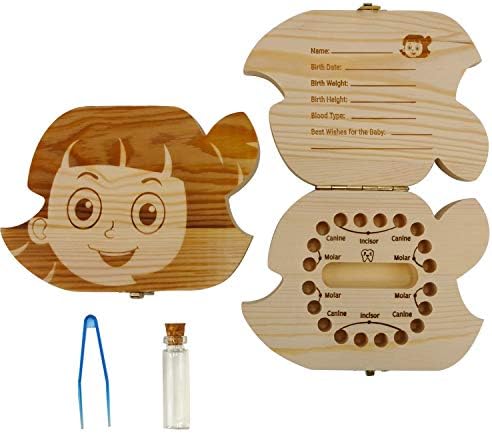 PAMBO Baby Tooth Fairy Keepsake Box- First Teeth and Curl Keepsake Box | Tooth Boxes Saver & Holders for Lost Teeth Kids-Girls