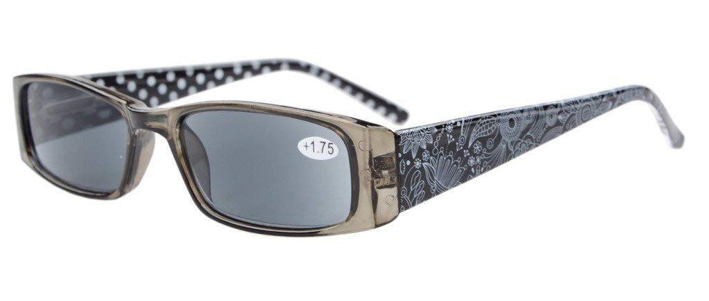 Eyekepper Spring Hinges Polka Dots Patterned Temples Rectangular Reading Sunglasses Sunshine Readers +3.0