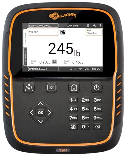 Gallagher TW-1 Livestock Weigh Scale | Touchscreen Digital Scale for Cattle, Sheep & Goats | WiFi, Bluetooth, USB | Wireless Loadbar Compatible | Records Traits & Notes | Rugged Farm-Ready Des...