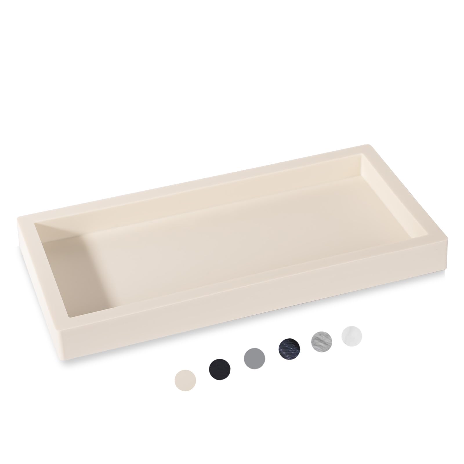 Bathroom Tray, Small Vanity Tray Silicone Soap Dish Sponge Holder Kitchen Sink Organizer Bathroom Accessories for Countertop, Toilet, Shower - Beige
