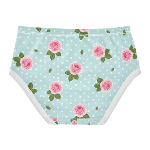Toddler Panties, Pink Roses Blue Girls Cotton Underwear, 2–8 Years2