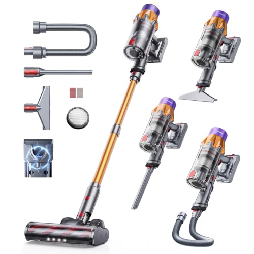 Image of Cordless Vacuum Cleaner, 650W 55KPA 70Mins Cordless Stick Vacuum Cleaner with Self-Standing, Touch Screen, Anti-tangle Vacuum Cordless, Vacuum Cleaners for Home,Carpets,Hardwood,Pet Hair(X7A Pro)