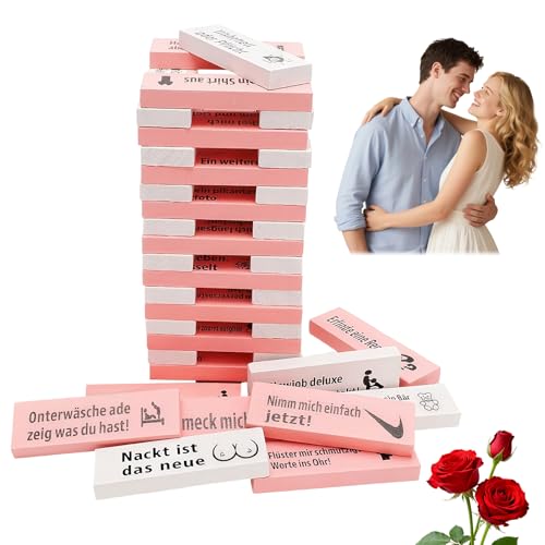 48 Stück Farbige Stapelspiel aus Holzblöcken Deutsch Stapelspiel aus Holzblöcken Lust Tower Blocks Super Naughty Block Tower Game Sex Spiele Für Paare-Spiel Zum Valentinstag Paarspiele for Erwachse