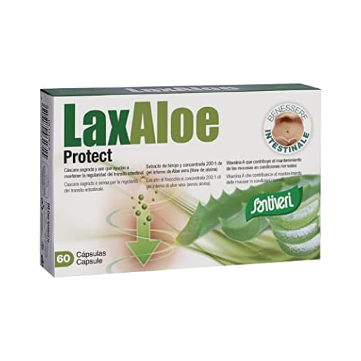 Complemento alimenticio Laxaloe de Santiveri: estuche de 60 cápsulas (22 gr) a base de aloe vera e hinojo
