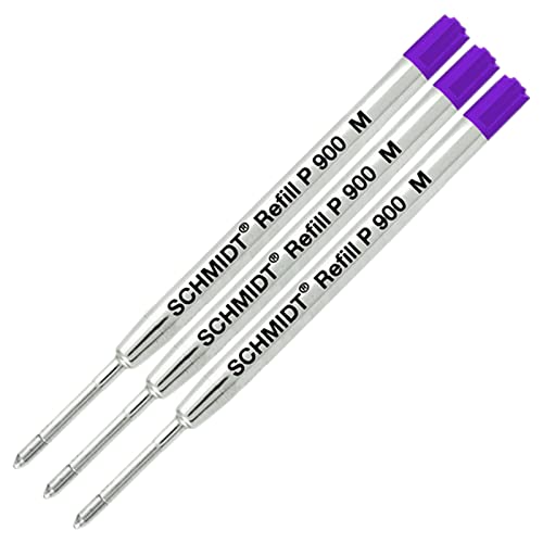 Stylos bille Parker Style : lot de 3 recharges Schmidt P900 M pointe moyenne couleur violette