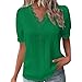Women's Spring Summer Lace Short Sleeve Pocket Blouse Fashionable Resort Style Button up Shirt Womens (Green, XXXXXL)