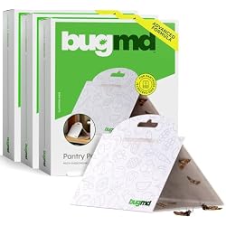 BugMD Indian Meal and Pantry Moth Traps with Pheromone-Based Glue | Sticky, Non-Toxic, Kitchen and Food-Storage Safe | 18-Pack, White