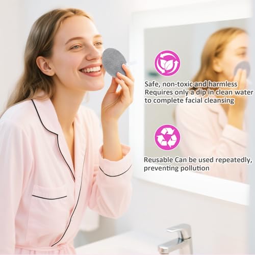LOPHE Discos Desmaquillantes Reutilizables, Almohadillas Desmaquillantes Lavable, 6 Unidades + Bolsa De Lavandería, Natural Fiber, Doble Cara Suave, Limpieza Facial Para Todo Tipo De Piel,Ovalado-Gris - imagen 6