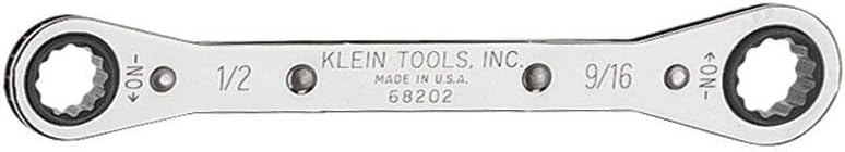 Klein Tools 68205 Ratcheting Box Wrench, Made in USA, 11/16-Inch x 3/4-Inch with Reverse Ratcheting and Chrome Plated Finish