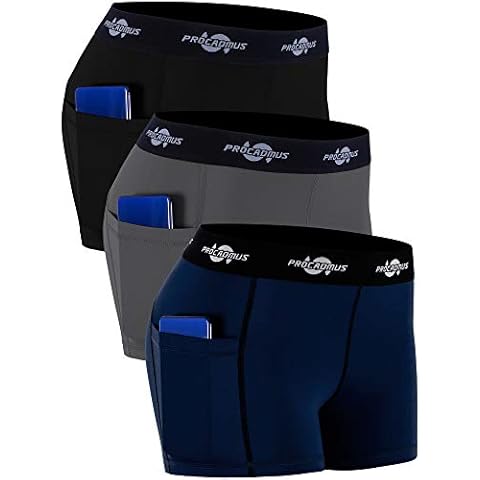 Cadmus Women's Spandex Shorts 3" Sport Pro w Side Pockets,Black & Grey & Navy Blue,XX-Large Cover