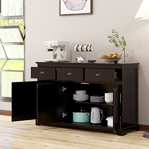 Giantex-Sideboard-Buffet-Server-Storage-Cabinet-Console-Table-Home-Kitchen-Dining-Room-Furniture-Entryway-Cupboard-with-2-Cabinets-and-3-Drawers-Adjustable-Shelves-Brown Giantex Sideboard Buffet Server Storage Cabinet Console Table Home Kitchen Dining Room Furniture Entryway Cupboard with 2 Cabinets and 3 Drawers Adjustable Shelves Brown
