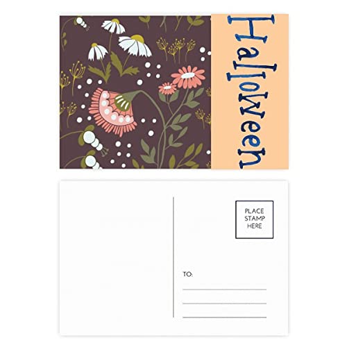 Cartes postales d'Halloween haut de gamme lot de 20 au motif floral marron mat