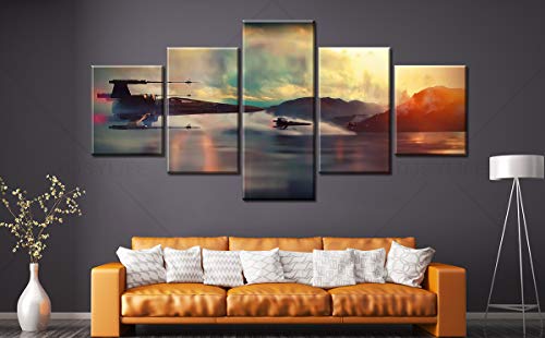 Modern Art Printed In Star The Wars Movie Poster 5 Panel Canvas Art Wall Frame Paintings Living Room40X50X2+40X70X2+40X100X1= (Cm)^^^With Framework #TOP1
