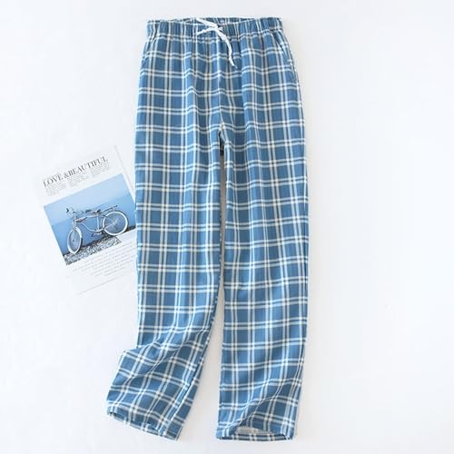Mens Pajama Pants Lightweight Soft Plaid Loose Sleepwear Baggy Drawstring Elastic Waist Cozy Lounge Pj Bottom Clothes2