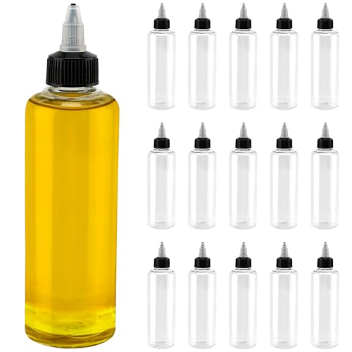 KOHAND 20 Pack 180ML/6OZ Clear Plastic Squeeze Dispensing Bottles with Twist Cap, Empty Tip Nozzle Applicator