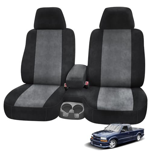 SAPUBK Front Seat Covers Replace for 1998-2003 Chevy S10 60/40 Split Seat with Opening Console and Molded Headrests, Soft Dutch Velvet Composite Foam Lining Breathable Seat Cover Cushion