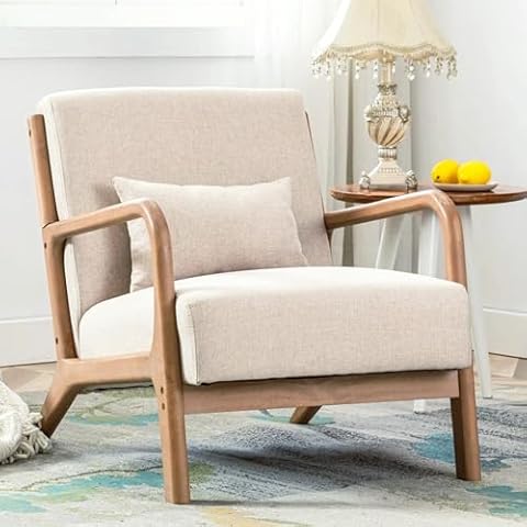 ANJHOME Mid-Century Modern Accent Chair with Solid Wood Frame Cover