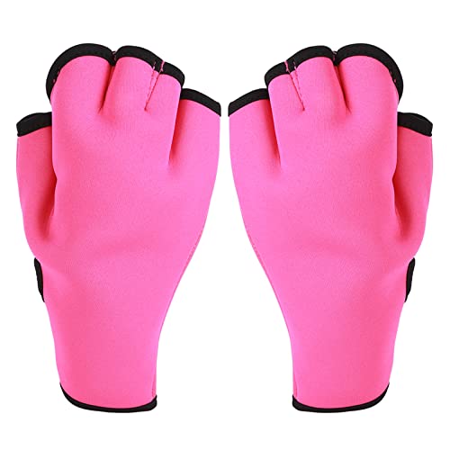 CHICIRIS Swimming Webbed Gloves, Half Finger Increase Propulsion 1 Pair Adjustable Wrist Closure Swimming Gloves for Training for Children (S)