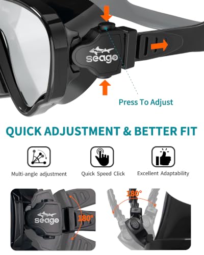 Image of Seago Adult Swim Goggles Mask Mirrored Tempered Lens, Anti UV /Fog No Blurring Clear Wide View with Nose Cover for Men Women