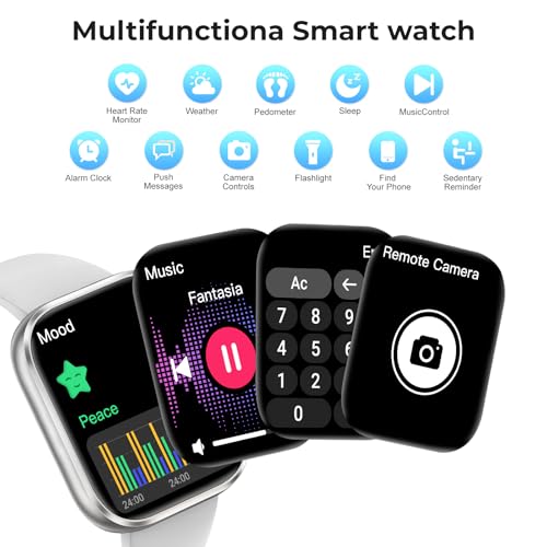 Image of Smart Watch for Men Women, 1.83 inch HD Touchscreen Fitness Watch with Bluetooth Call&Message Notifications, 110+Sport Modes, 24 /7 Heart Rate /Sleep Monitor, IP68 Waterproof Fitness Tracker, Hot Silver