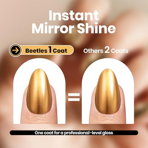 Beetles Gold Chrome Nail Polish, Mirror Metallic Quick Dry Polish 15ML Detail