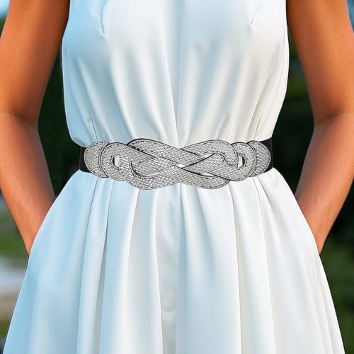 Wide Elastic Rhinestone Belt Women Sequin Belt Stretch Disco Waist Accessories for Dressy and Jumpsuits2