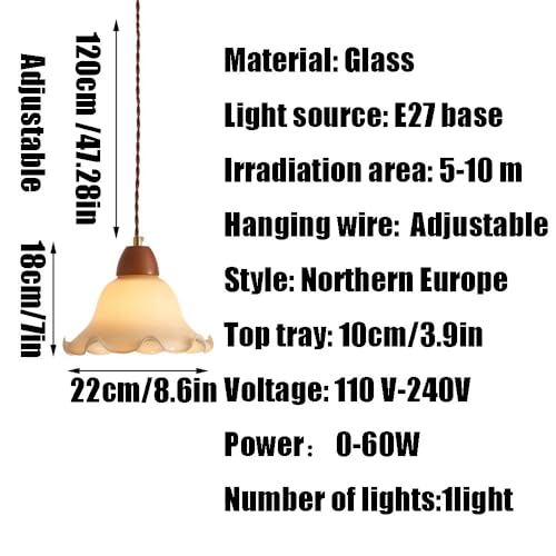 Suspension en verre créative E27 pour optimiser l'éclairage de votre chambre - 7