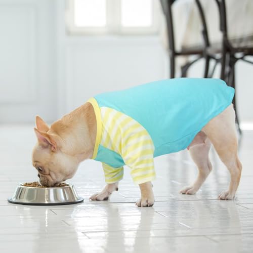 Kuoser 2 Pack Dog Shirts for Small Medium Large Dogs, Breathable Cotton Summer Dog Tshirts, Cute Puppy Sweatshirt Clothes with Funny Stripes,Pet T Shirts for Boys & Girls