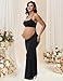 JustVH Women's Maternity Cut Out Backless Bodycon Dress Halter Maxi Photography Pregnancy Dress for Photoshoot Baby Shower Black