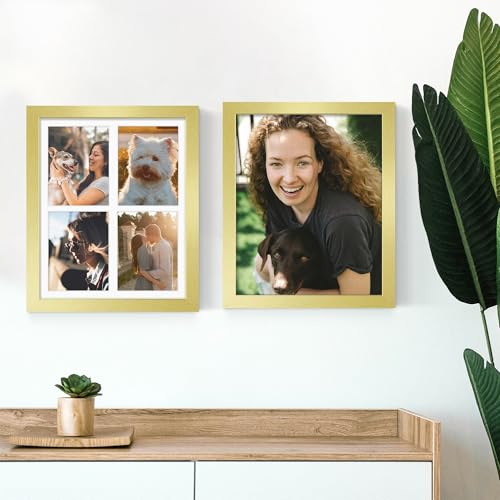 Image of DUENPY 12x16 Picture Frame 5x7 Collage Picture Frame Displays Four 5x7 inch Photos or 12x16 (Without Mat) for Available Horizontal Wall Mounting Display and Vertical Gold
