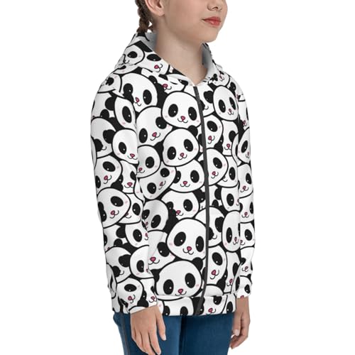 Cute Panda Face Kid Hoodies Boys Zip Up Sweatshirts Girls Pullover with Pocket4