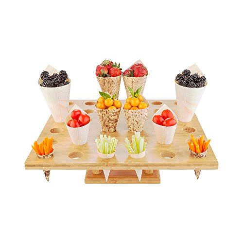 Restaurantware 36 Slot Bamboo Cone Stand, 13 1/2 In Square, 1 Count