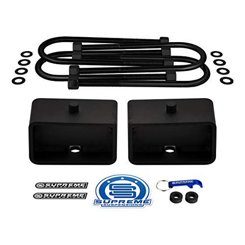 Supreme Suspensions - 3" Rear Leveling Kit for 1997-2003 Ford F-150 2WD / 1995-2012 Ford Ranger 2WD - High-Strength Steel Lift Blocks with Round Bend U-Bolts Kit - Can Cooler Included with Purchase