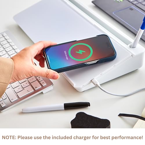 Image of Garood Desktop Whiteboard with Wireless Charger Adapter Included Desk Buddy Charging Desktop Whiteboard Keyboard Glassboard Dry Erase Board Dry Erase Accessories 15.8X7X2 inches