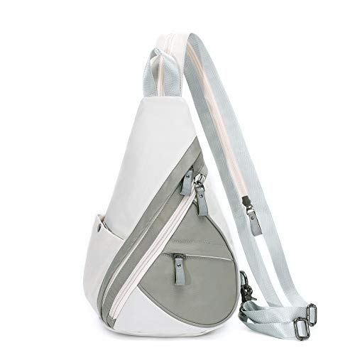 KL928 Nylon Sling Bag - Small Crossbody Backpack Shoulder Casual Daypack Multipurpose Rucksack for Men Women Nylon-l.grey+d.grey-n