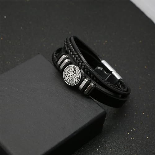 Pulsera masculina de cuero trenzado multilayer miniatura 6