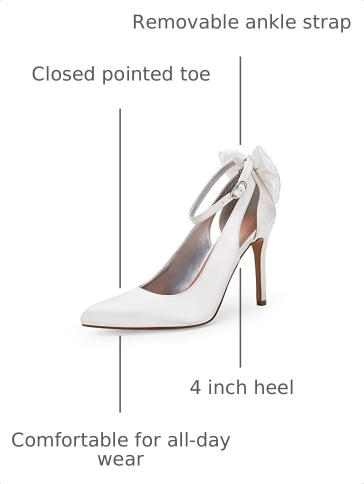 Image of Fashare Womens High Heels Bow Tie Back Sexy Stiletto Ankle Strap Wedding Dress Pumps Shoes